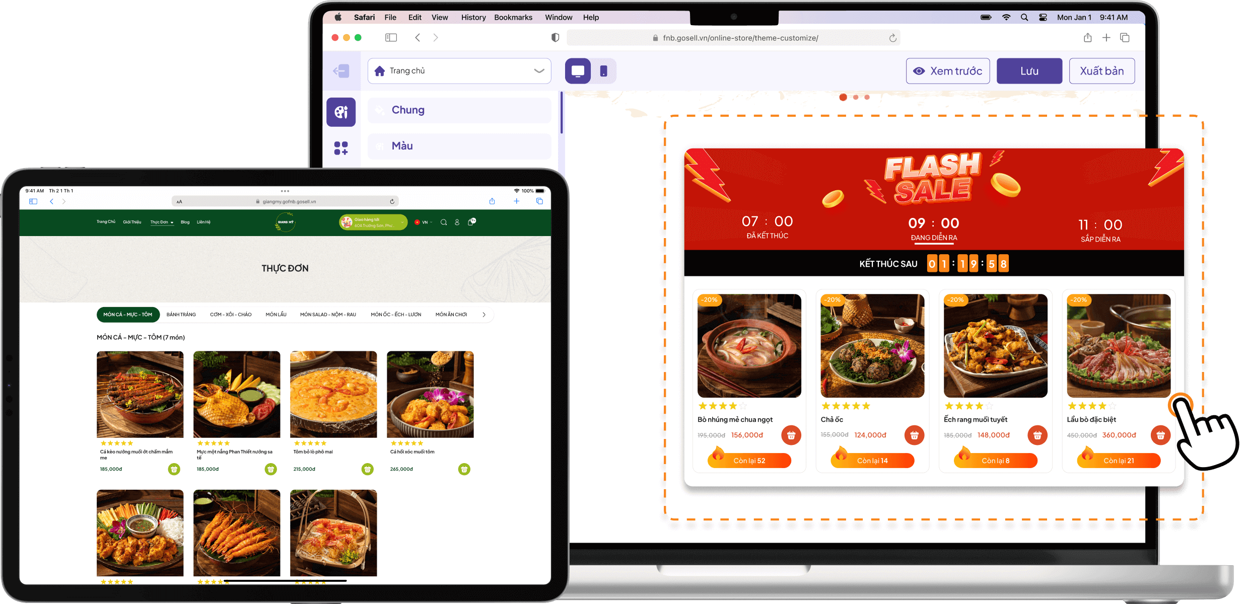 Tự tạo Website đặt món cho nhà hàng/ quán ăn
            của bạn chỉ với vài thao tác kéo thả