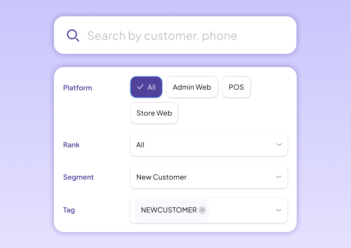 Filter and search customers